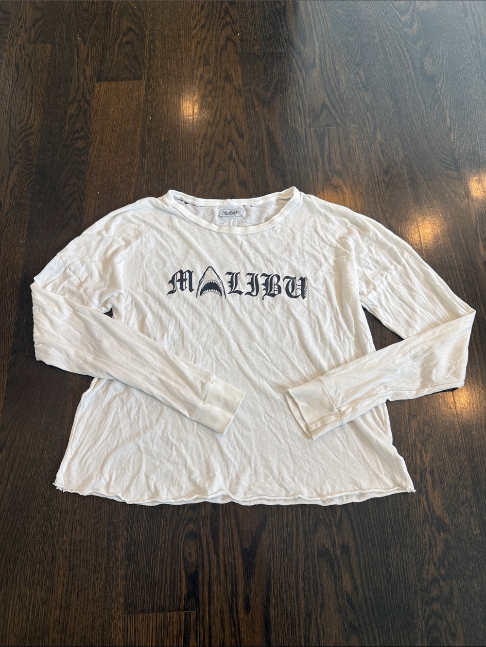 Lauren Moshi White Long Sleeve 'Malibu' Graphic Tee ‘Locals Only’